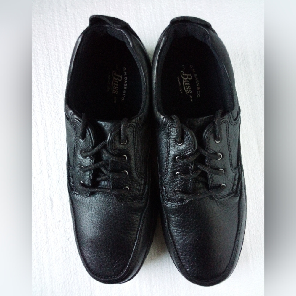 G H Bass STANLEY Leather Lace-up Slip Resistant Sneakers Shoes Men's 12W Black